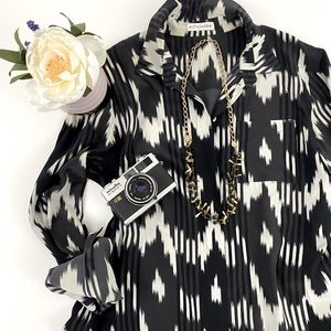 Altuzarra Black & White Ikat Silk Button down Shirt